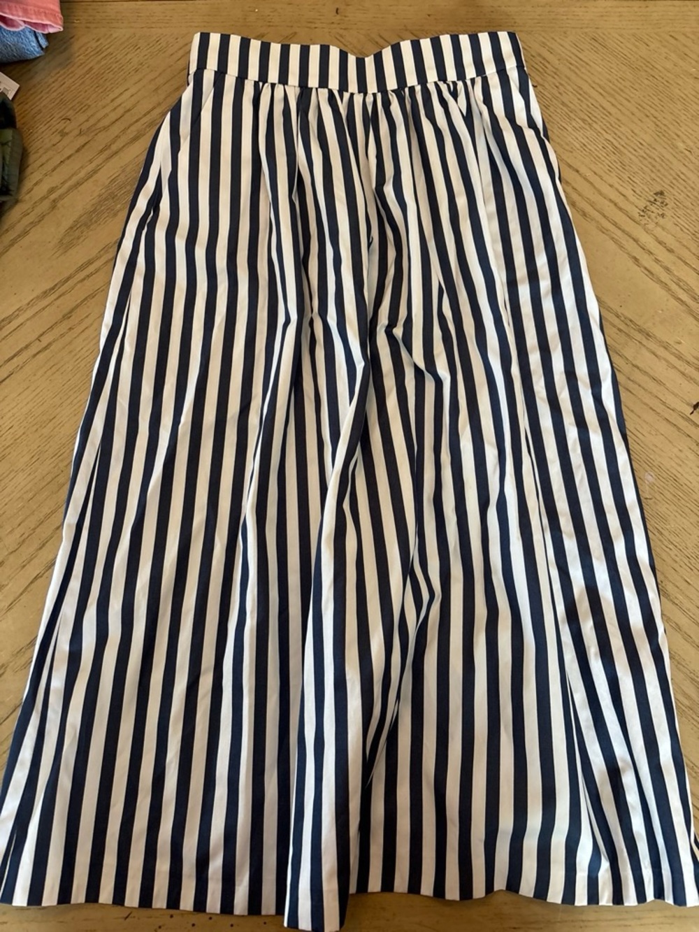 Zara Navy and White Vertical Stripe Maxi Skirt